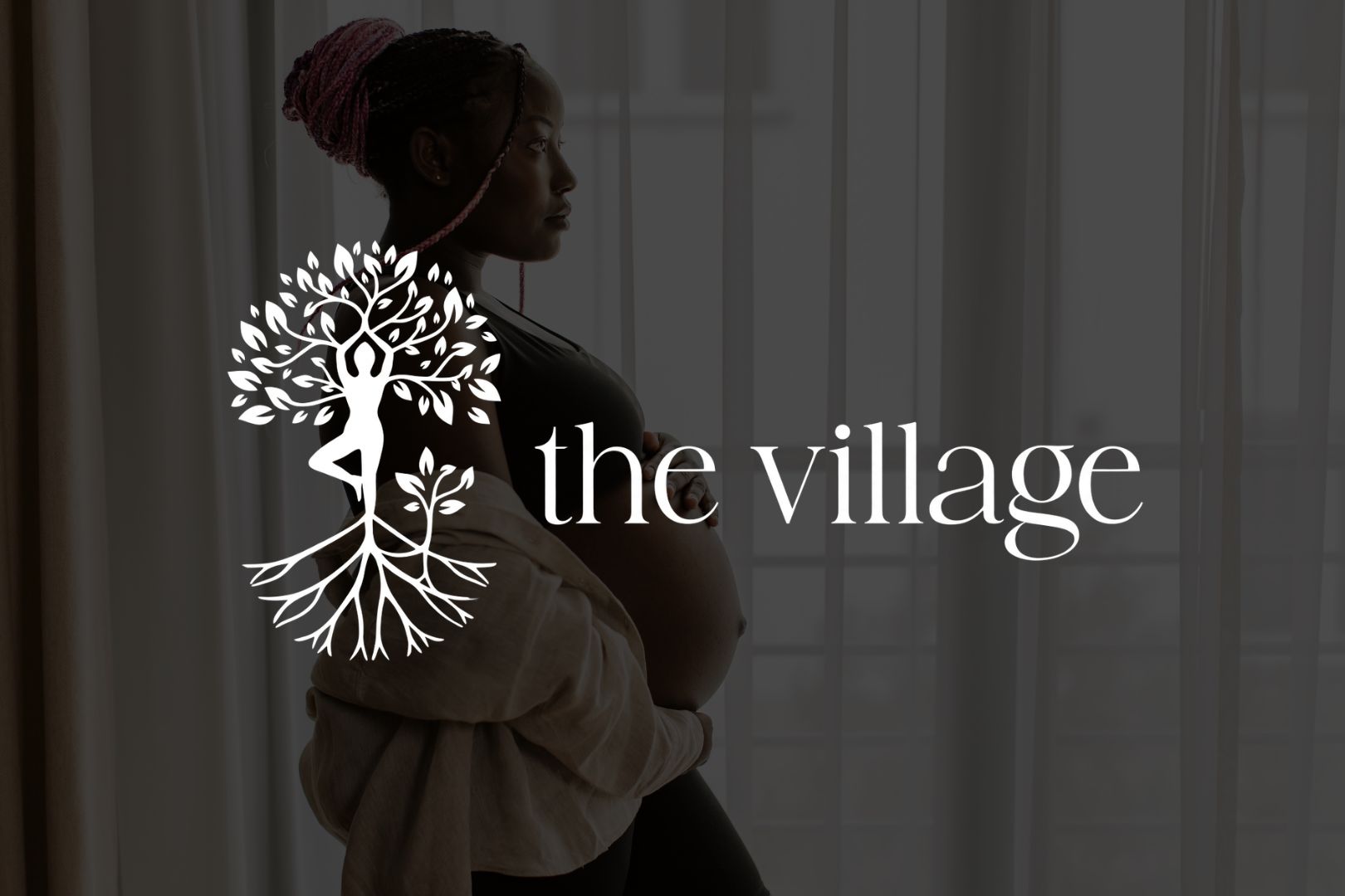 the village logo against a background image.